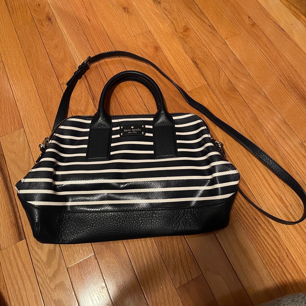 Blue and white striped Kate spade crossbody